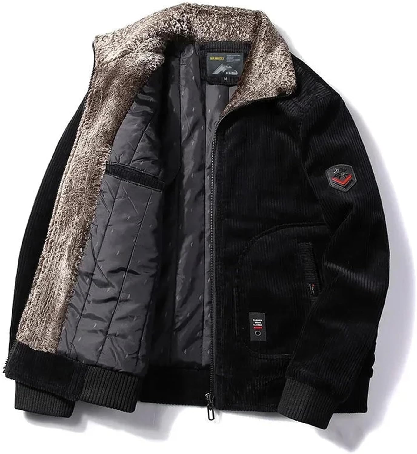 Men’s Lamb Fleece Jacket Warm Cotton-Padded Winter Coat