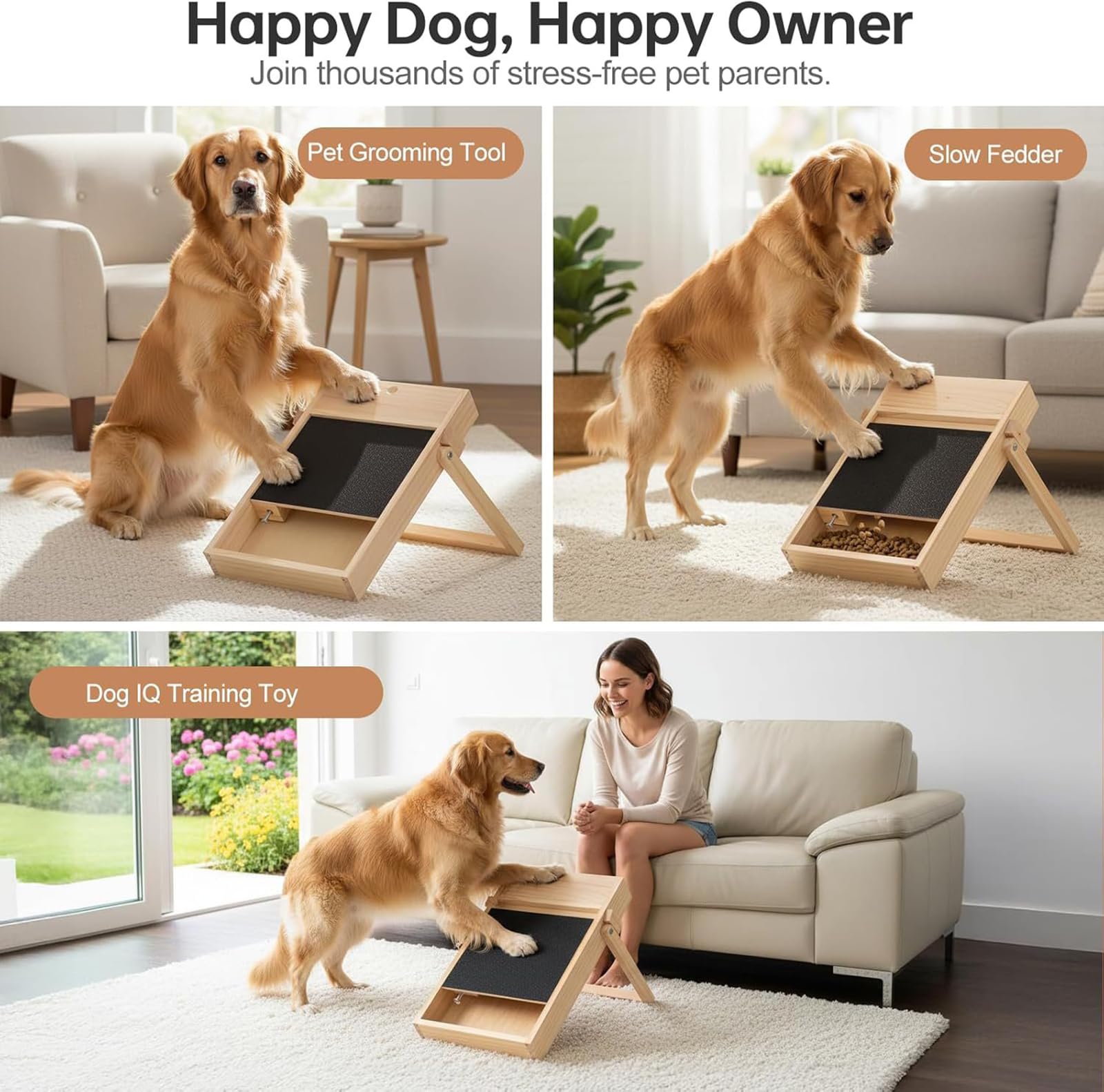 Rascador De Uñas para Perros con Caja De Premios, Alfombrilla Portátil para Limar Uñas para Perros De Todas Las Razas, Tabla Raspadora De Uñas De Madera