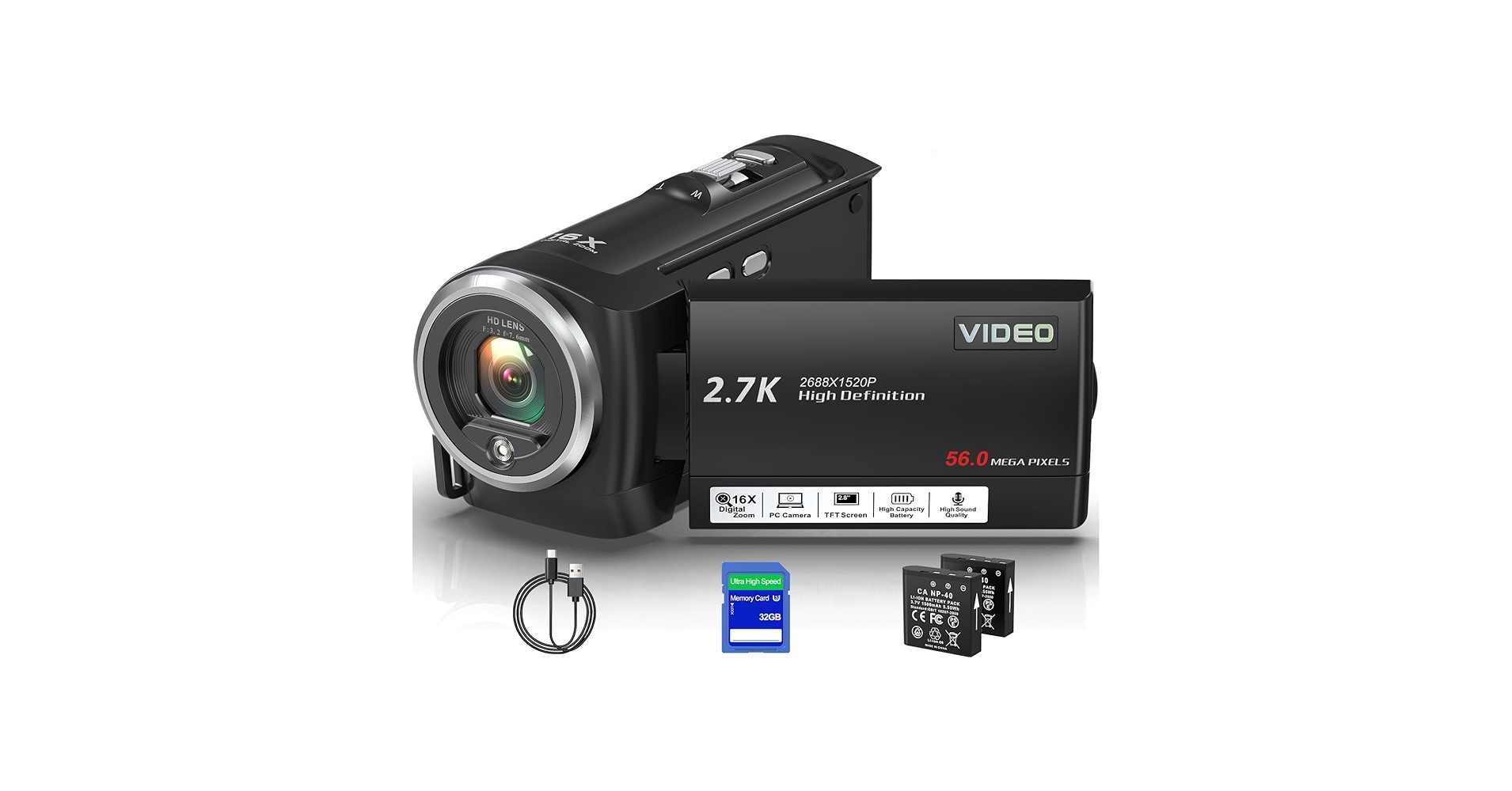 Amazon.com : Muitune Camcorder Video Camera QHD 2.7K 56MP