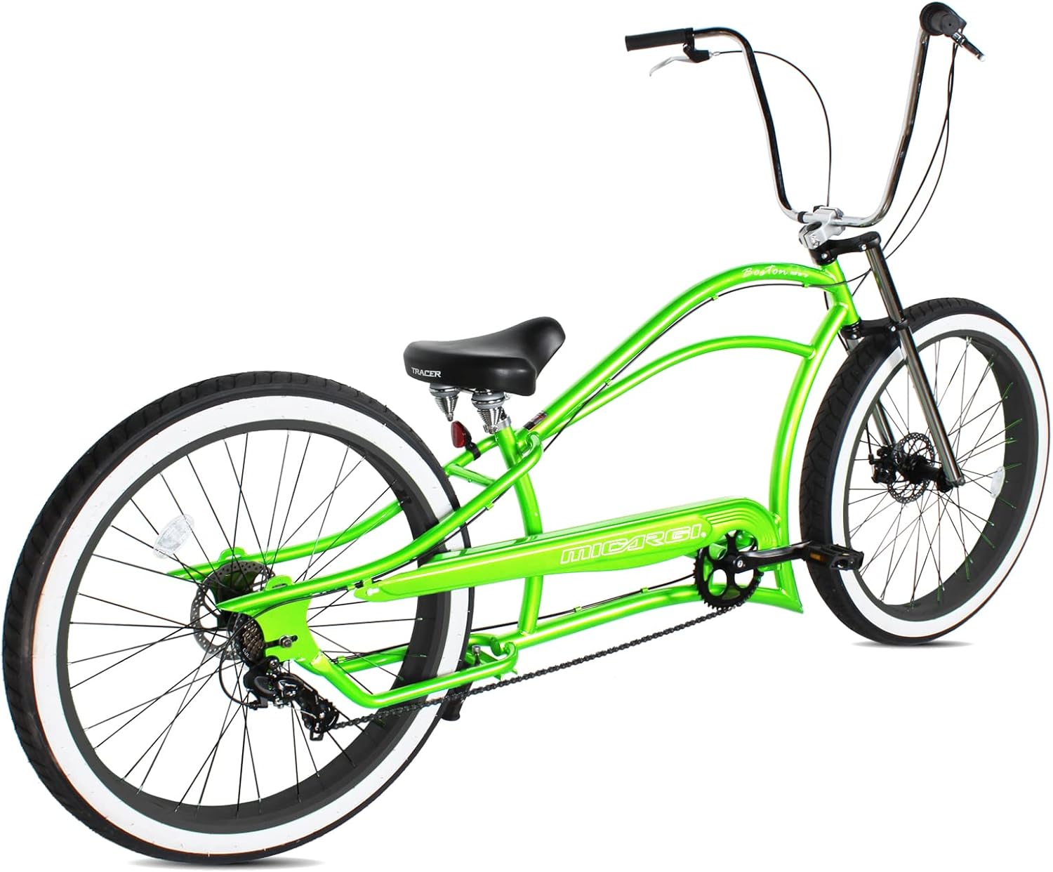 MICARGI 26" 7/GT7/3I DS Speed Bicycles Boston Chopper-style Stretch Cruiser Bikes, Hi-ten Steel Frame for Adult Women Men,Multiple Colors