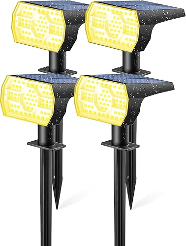 Miniatura 8 de Kaxiida Luces solares para exteriores impermeables IP68, 3 modelos de iluminación, luces solares de punto al aire libre con 56 LED, de atardecer a