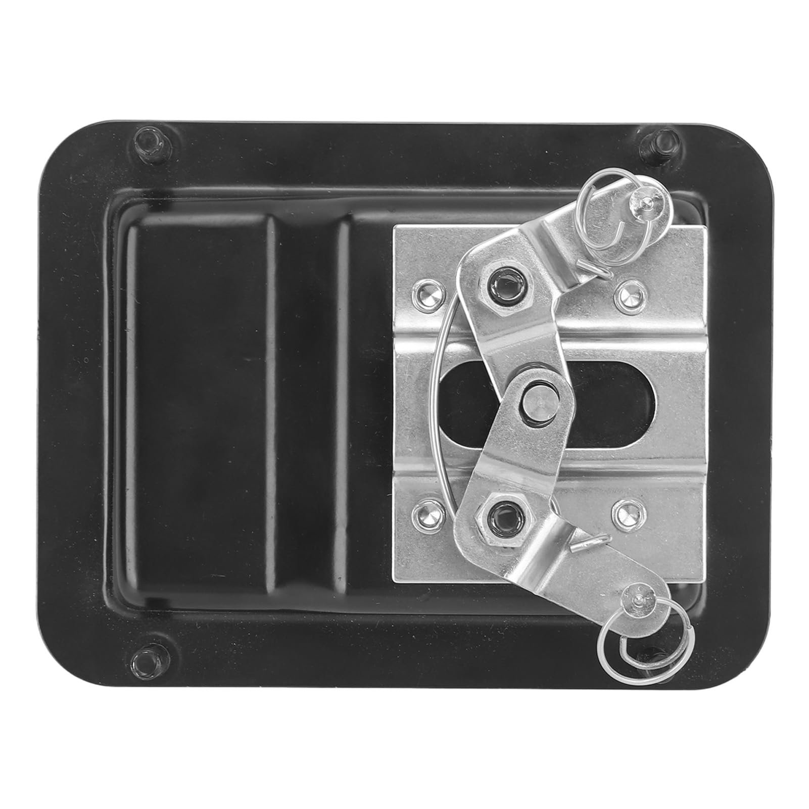 Zatrzask do skrzynki narzędziowej RV 140 x 108 mm Blokada drzwi łopatkowych Kompatybilny z przyczepą kempingową Wbudowany schowek Srebrny (Czarny)