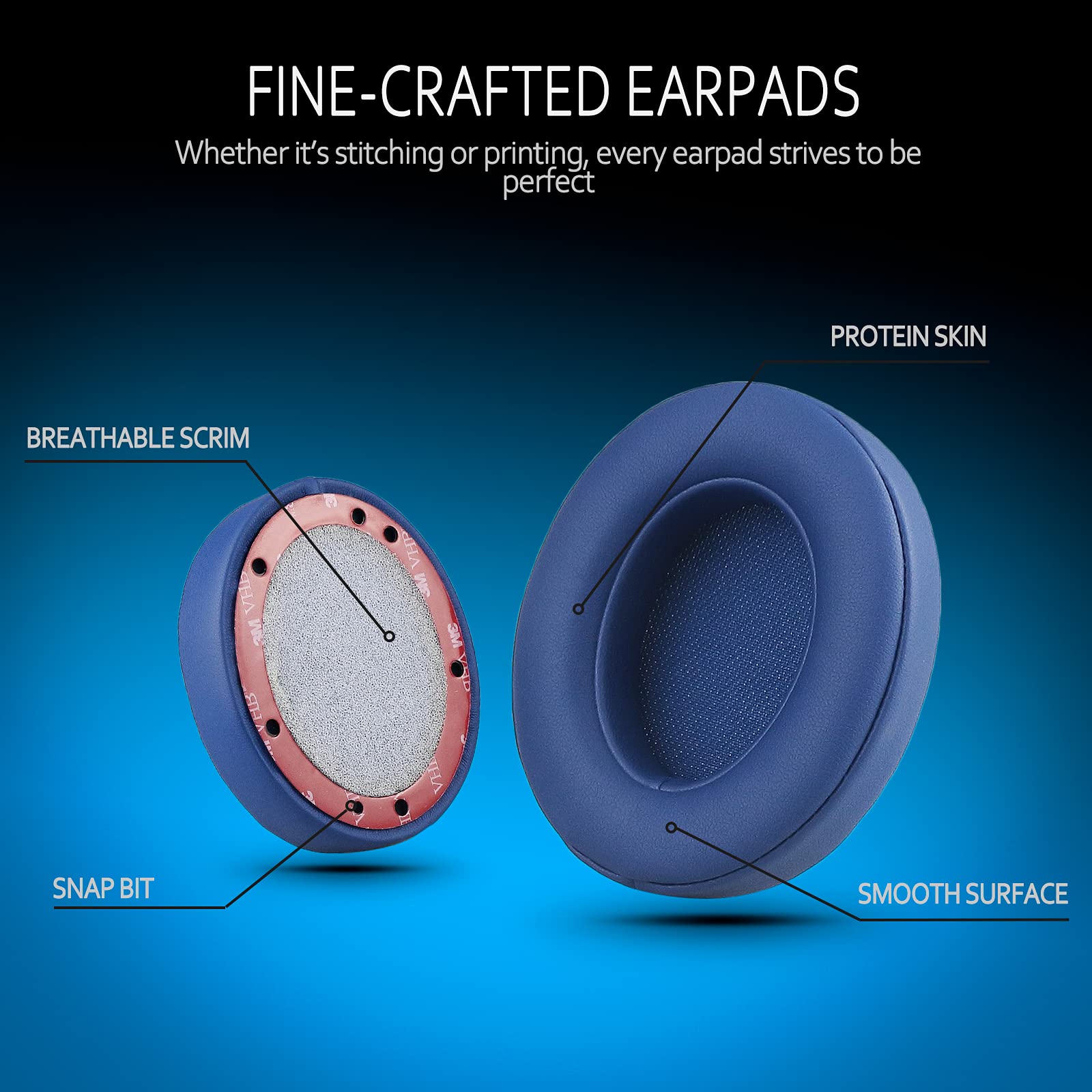 Cuscinetti Auricolari Di Ricambio Per Beats Studio 3 &amp; 2 - Memory Foam, Pelle Proteica, Nero