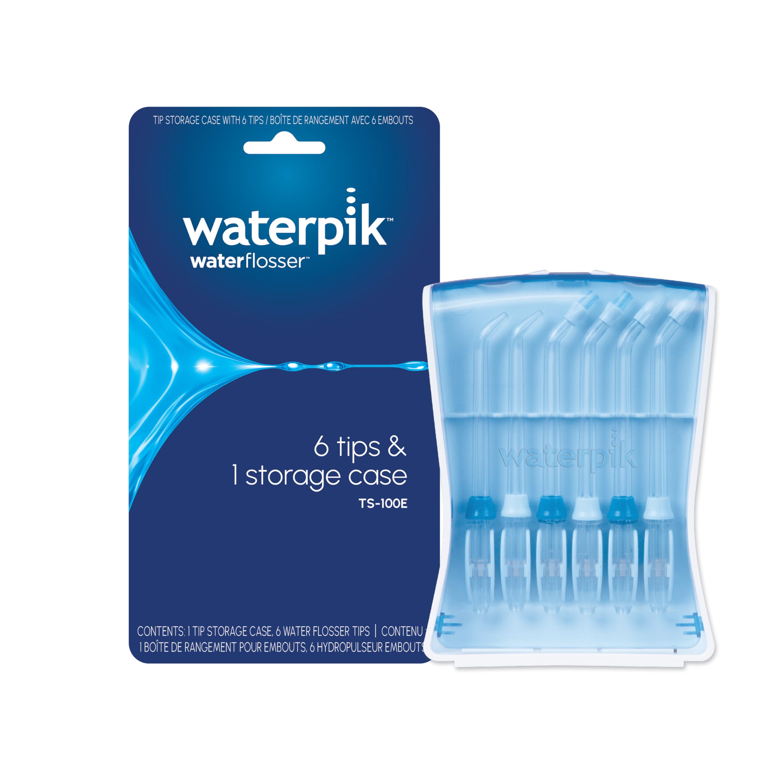 Waterpik Water Flosser Replacement Tips in Storage Case, Classic Jet, Orthodontic and Plaque Seeker Tips in Handy and Hygienic Case, Pack of 6