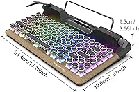 Vista 8 de Zopsc Retro Typewriter Mechanical Keyboard, 84 Keys Wireless 2.4G and Bluetooth 5.0, RGB Backlit, Blue Switches, Hot Swappable, with PU Leather