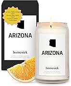 Homesick Scented Candles for Home (Arizona) - 13.75 oz Long-Lasting Soy Wax Jar Candle for Women & Men for All Occasions, 60-80 Hours Burn Time - Notes of Musk, Orange & Lime