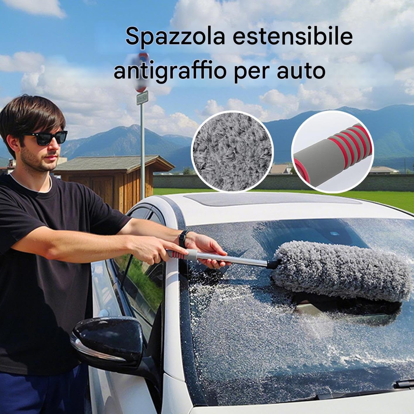 Plumero Para Coche Exterior Cepillo Automotriz Extensible Sin Rayaduras | Cepillo De Polvo Para Coche Para Limpieza Y Cuidado De Automóvil Y Camión Exterior Tablero Parabrisas Ventilación Ventana