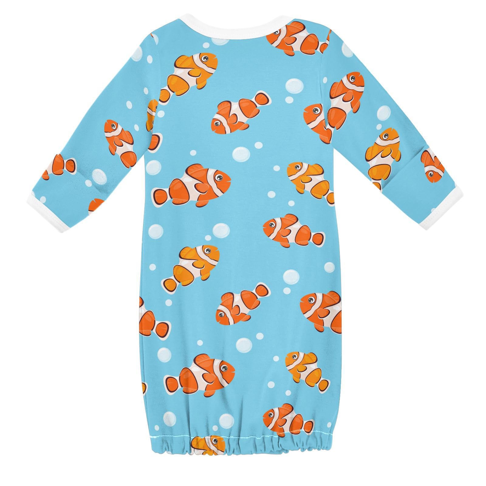 WIFIU Cartoon Clownfish Pattern Baby Girls Boys Sleeper Gown Cotton Nightgown Long Sleeve, Baby Nightdress Sleeping Clothes for Newborn 3-6 Months Multicolor