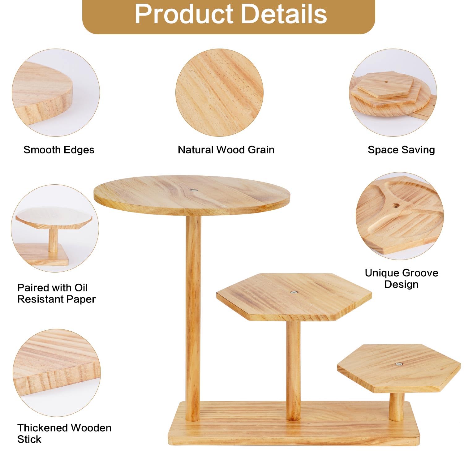 Rustic Cupcake Stand, Wooden Cupcake Tower for 12 Inch Cake 3 Tier Dual Use Cake Stand Food Tray Wood Cupcake Holder Dessert Display Cake and Cupcake Stand Combo for Birthday Wedding Christmas Party