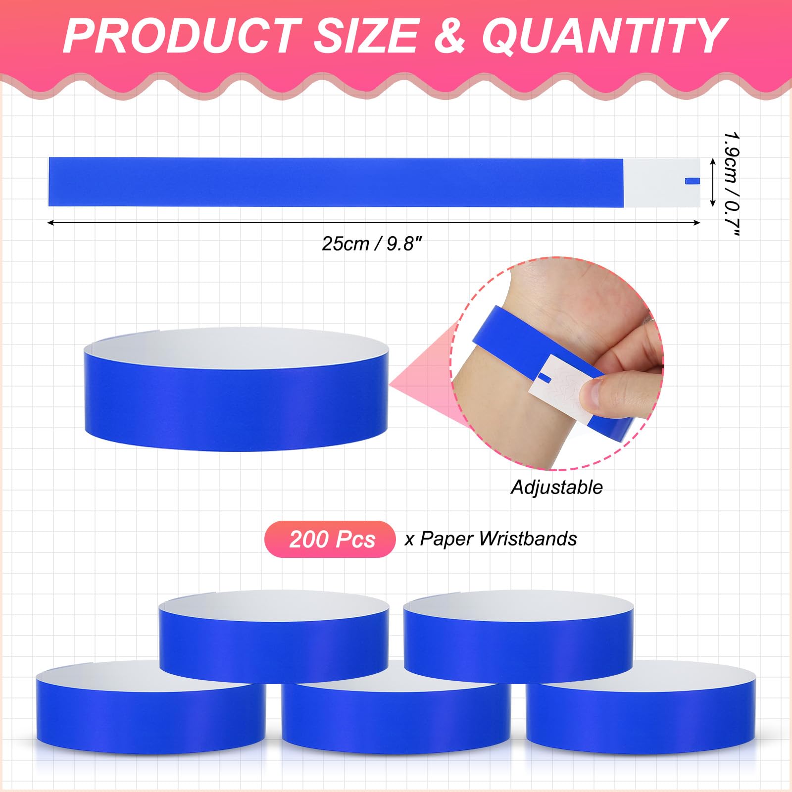 PATIKIL Paper Wristbands for Events 200 Pack Neon Party Wrist Bands - Image 2