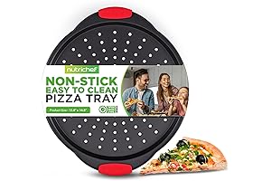 NutriChef 13-Inch Nonstick Pizza Baking Pan - Perfect for Professional Pizza Results!