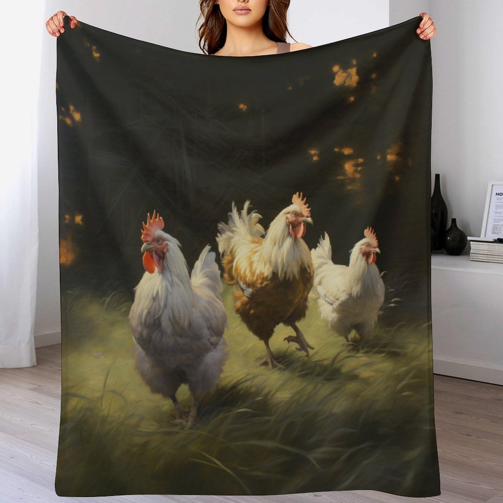 Decke Huhn Decken Tagesdecke - Weiche Flannel Decke Sofadecke - Wohndecke Sofaüberwurf Bettüberwurf 180×200cm