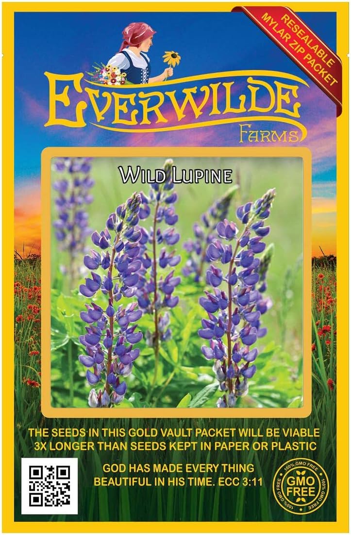 Everwilde Farms - 1 Oz Wild Lupine Native Wildflower Seeds - Gold Vault