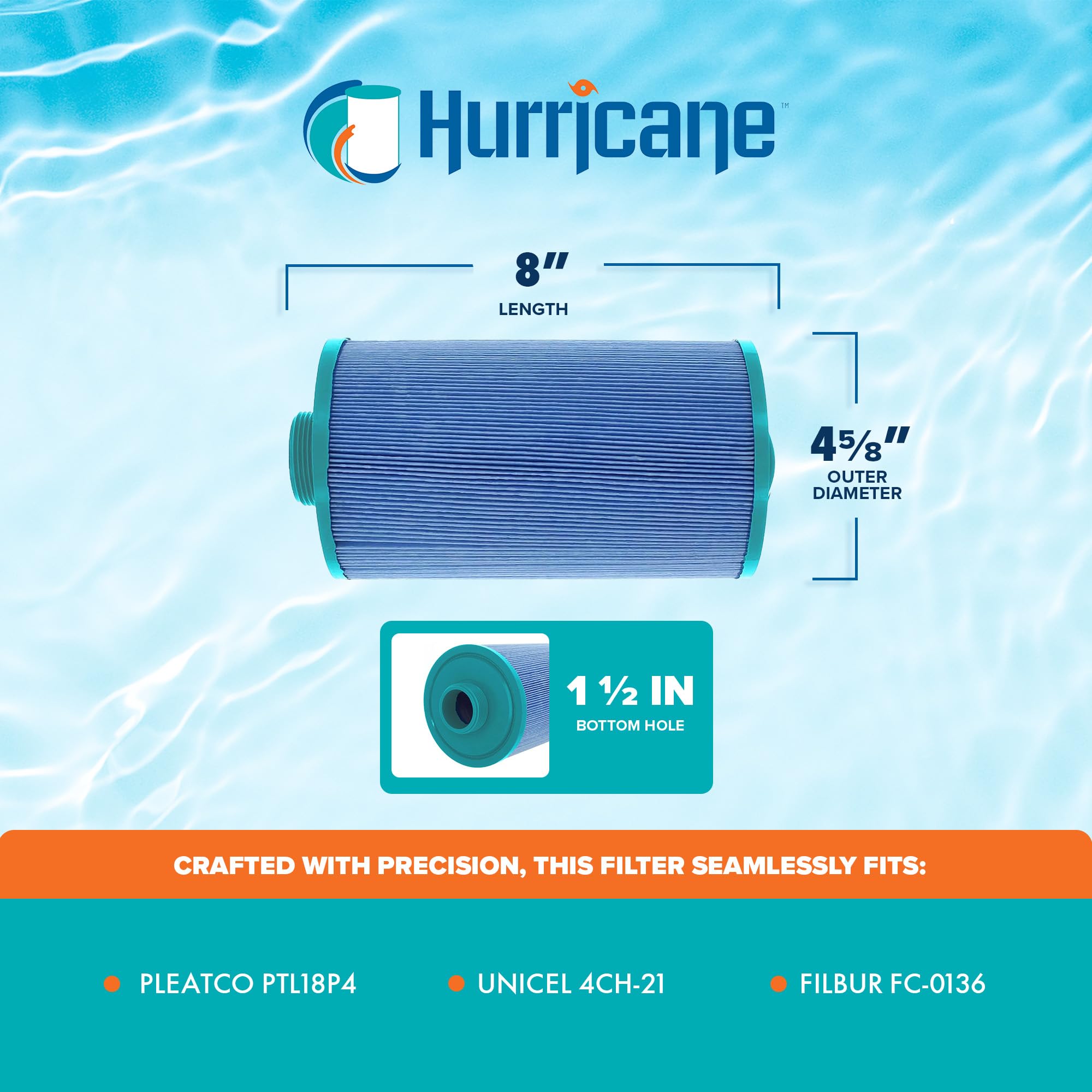 Hurricane Filters HF4H21-01M Elite Aseptic Spa Filter Cartridge - Replacement for PTL18P4, Unicel 4CH-21, Filbur FC-0121
