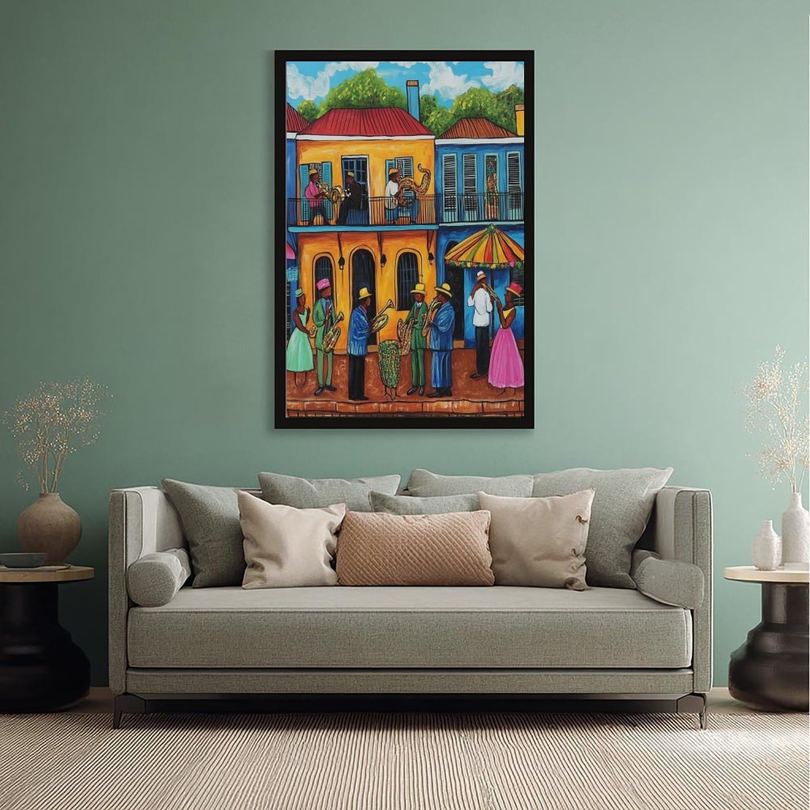 LXWNZE Mardi Gras Parade Art, poster colorato con scena di festival su tela, decorazione per camera da letto, ufficio, stanza, regalo, 40,6 cm L x 61 cm W