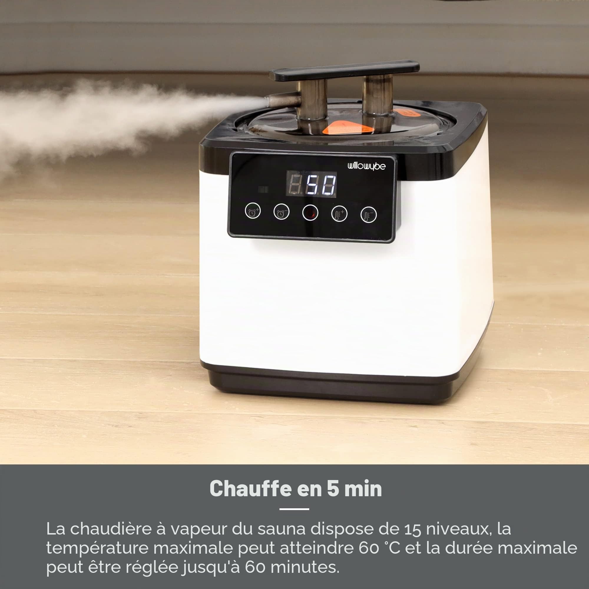 WillowyBe Sauna Portable à Vapeur, Chambre Spa Personnelle à Domicile avec Bluetooth, Générateur de Vapeur, Tente de Sudation, Chaise de Sauna Pliable, Sauna Personnel pour Maison (Noir)