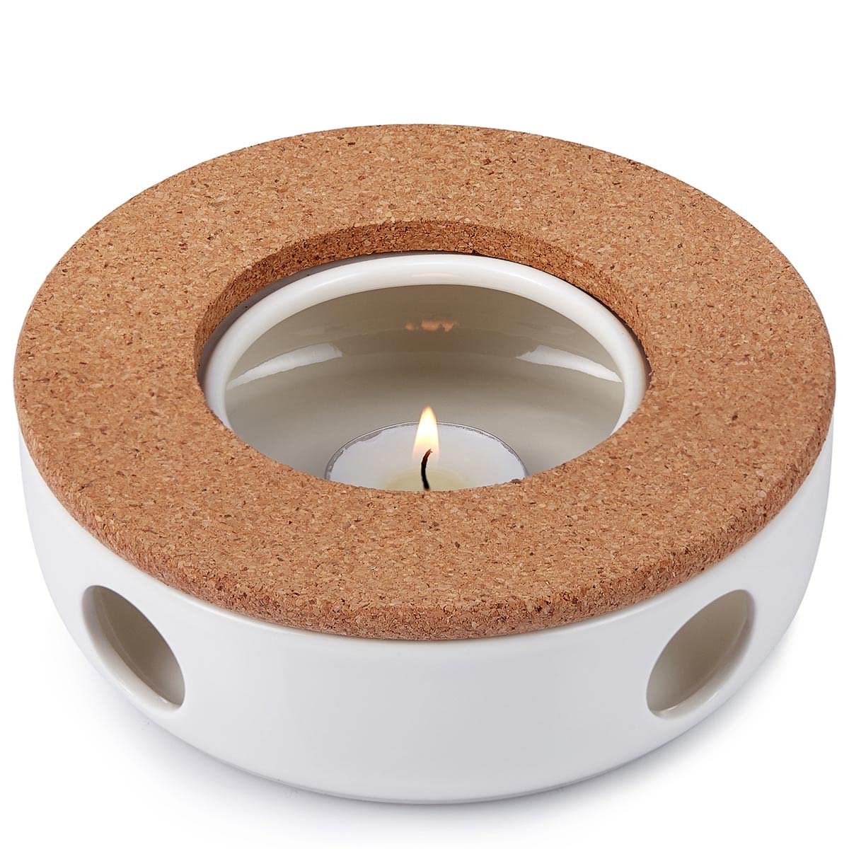 DOPUDO TUSHITA Teapot Warmer, Ceramic Trivet with Cork Cushion, Candle Heater for Teapots Pitchers Carafe, Suitable for heating Tea, Coffee and Milk