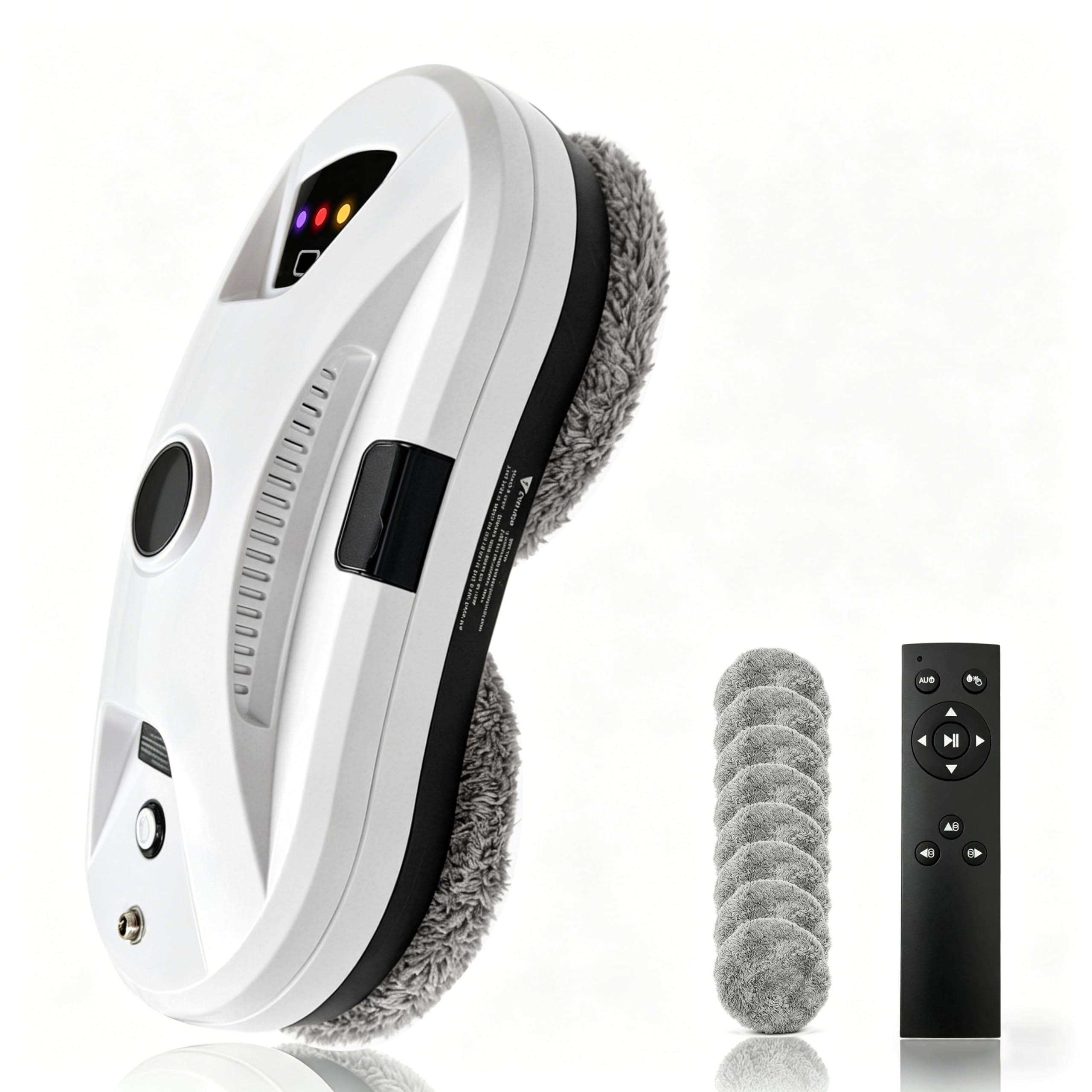 Robot de nettoyage de vitres intelligent avec aspiration forte de 5600 Pa, système de sécurité multiple, détection des bords, pour plafond de fenêtres hautes, extérieur et intérieur, blanc