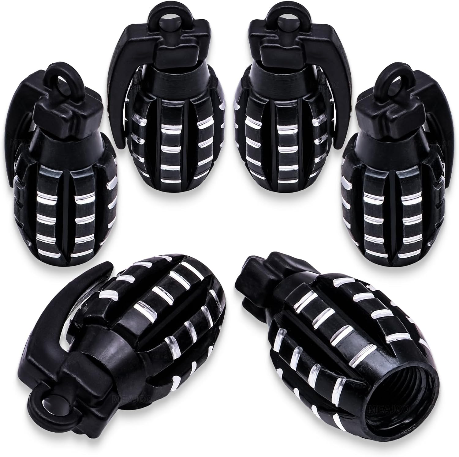 MEAJOO 6PCS Tire Valve Stem Caps, Aluminium Alloy Tire