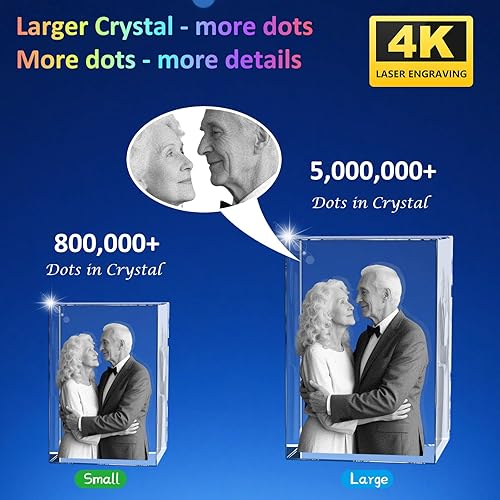 Miniatura 4 de Foto de Cristal 3D Personalizada, Marco de Fotos de Vidrio Grabado con Láser Personalizado como Regalo, Excelentes Regalos para Aniversario,
