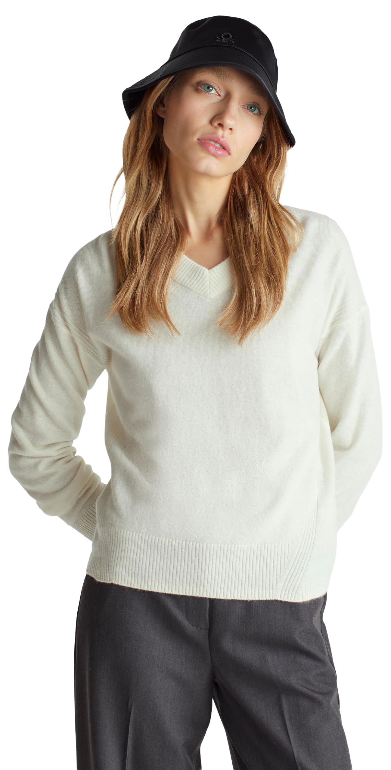 United Colors of Benetton Women's Sweater, White, L