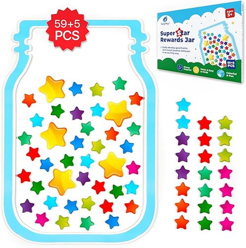 Miniatura 1 de Tarro magnético Super Star Rewards - Herramientas de gestión de comportamiento en el aula, sistema de recompensas para aula, tabla de comportamiento