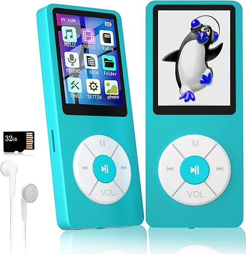 Reproductor de MP3 con tarjeta TF de 32 GB, altavoz HD integrado, reproductor de música portátil de alta fidelidad con videograbadora de vozradio