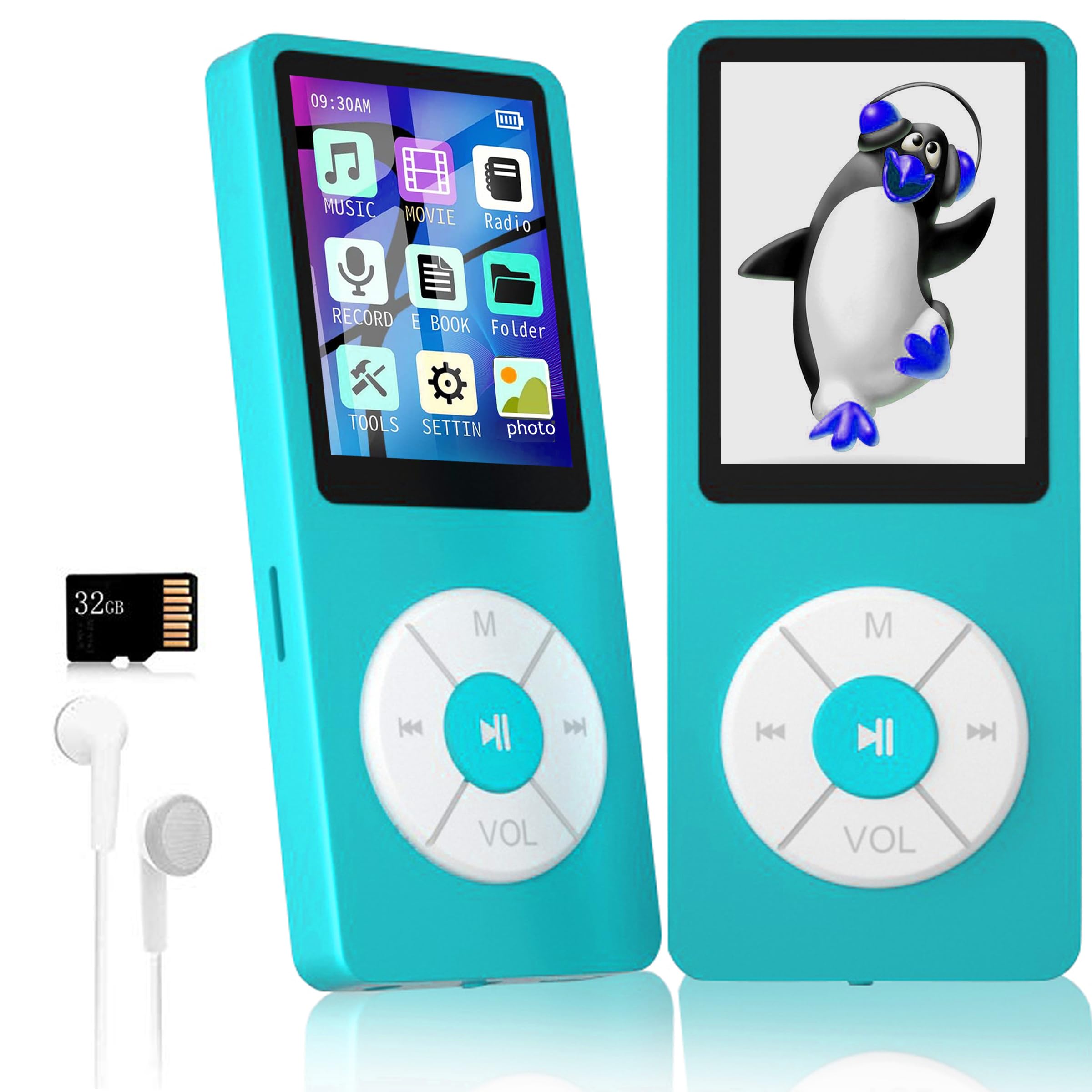 MP3 Player with 32GB TF Card,Built-in HD Speaker,Portable HiFi Music Player with Video/Voice Recorder/FM Radio/Photo Viewer/E-Book Player for Kids