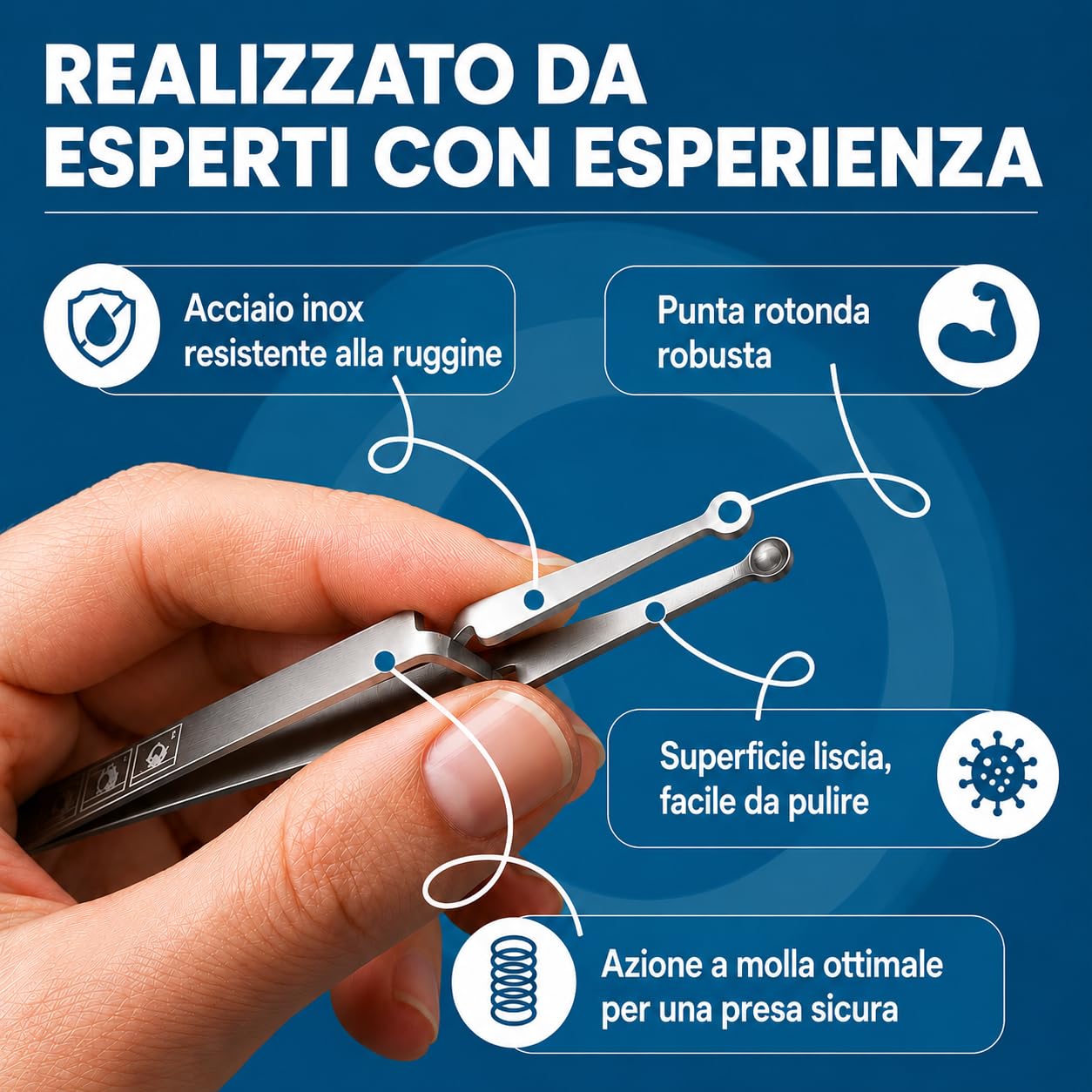 Pinze per zecche in acciaio inox a forma di cucchiaio con manico a croce per animali REMOS