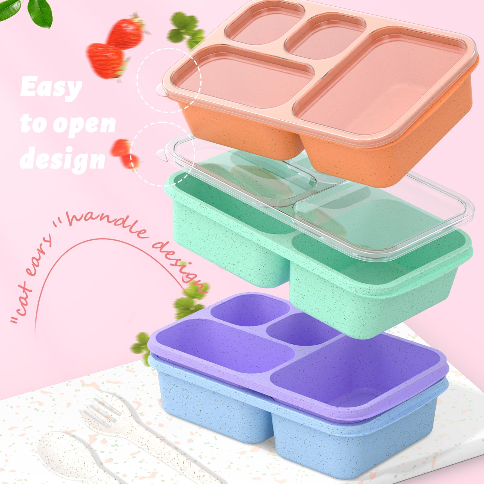 XGXN 4 Pack Bento Lunch Box, Bento Box Adult Lunch, BoxBento Lunch