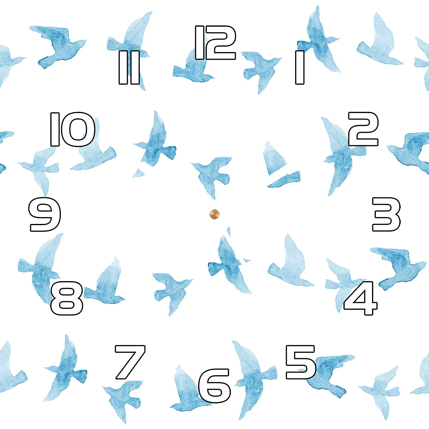 Horloge murale moderne en verre Coloray 30x30 cm oiseaux volants pour salon et cuisine