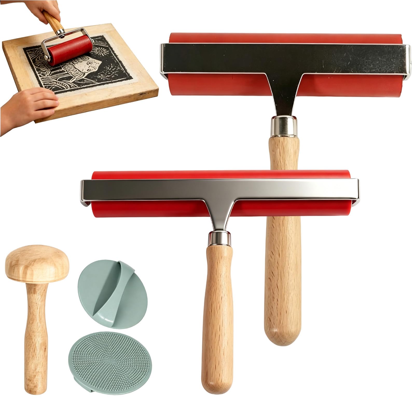Syeefula Craft Roller, Robust, Flexibel, Soft Flexible Durable Elastic Roller to Finish the Print, Weicher Flexibler Gummi Brayer, Gummiwalzen, Geeignet für Kunstprojekte (15cm+20cm)