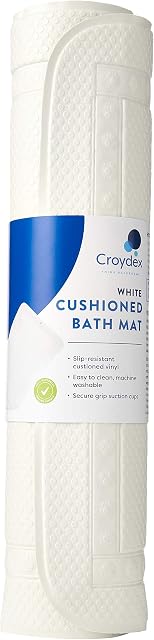 Croydex BB211022H Hygiene 'N' Clean Anti-Bacterial Slip-Resistant Textured Cushioned Medium Bath Mat, 35 x 70 cm, White