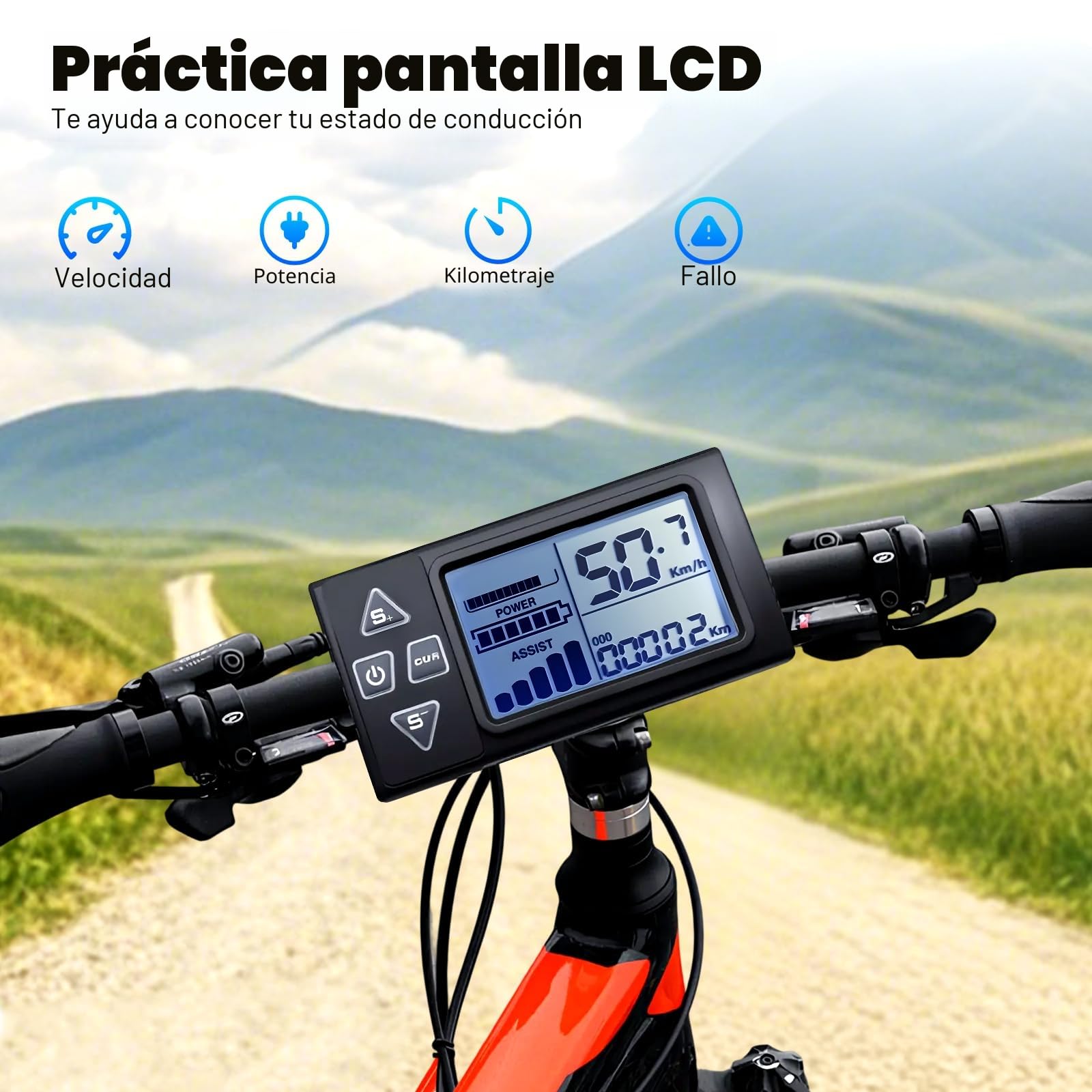 Kit de conversión de bicicleta eléctrica 26 pulgadas 48V 1500W rueda trasera con pantalla LCD y controlador piñón libre 7 velocidades PAS