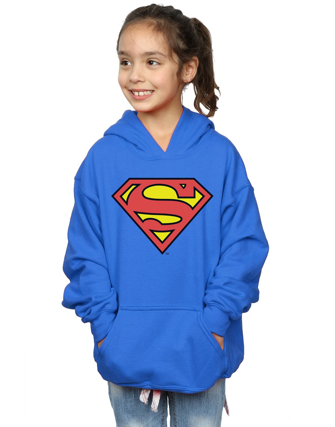 DC Comics Girls Superman Logo Hoodie 12-13 years Royal Blue