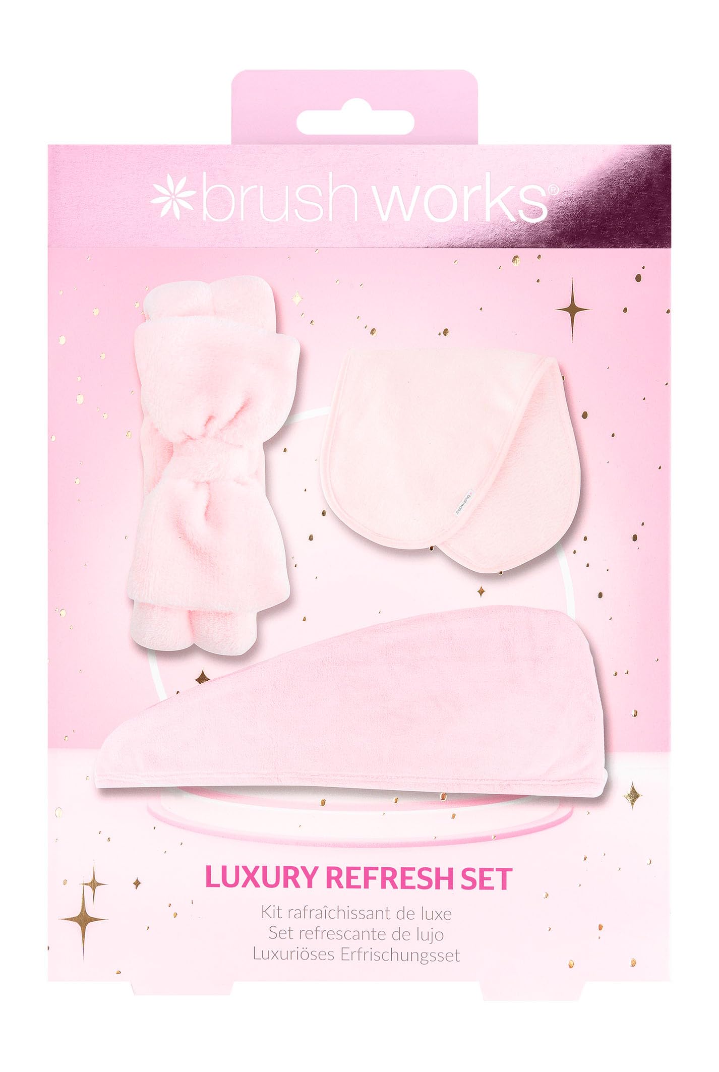 Brushworks Luxury Refresh Set – Ultra-Soft Microfibre Headband, Cleansing Cloth & Hair Towel Trio for Daily Skincare, Haircare and At-Home Pampering