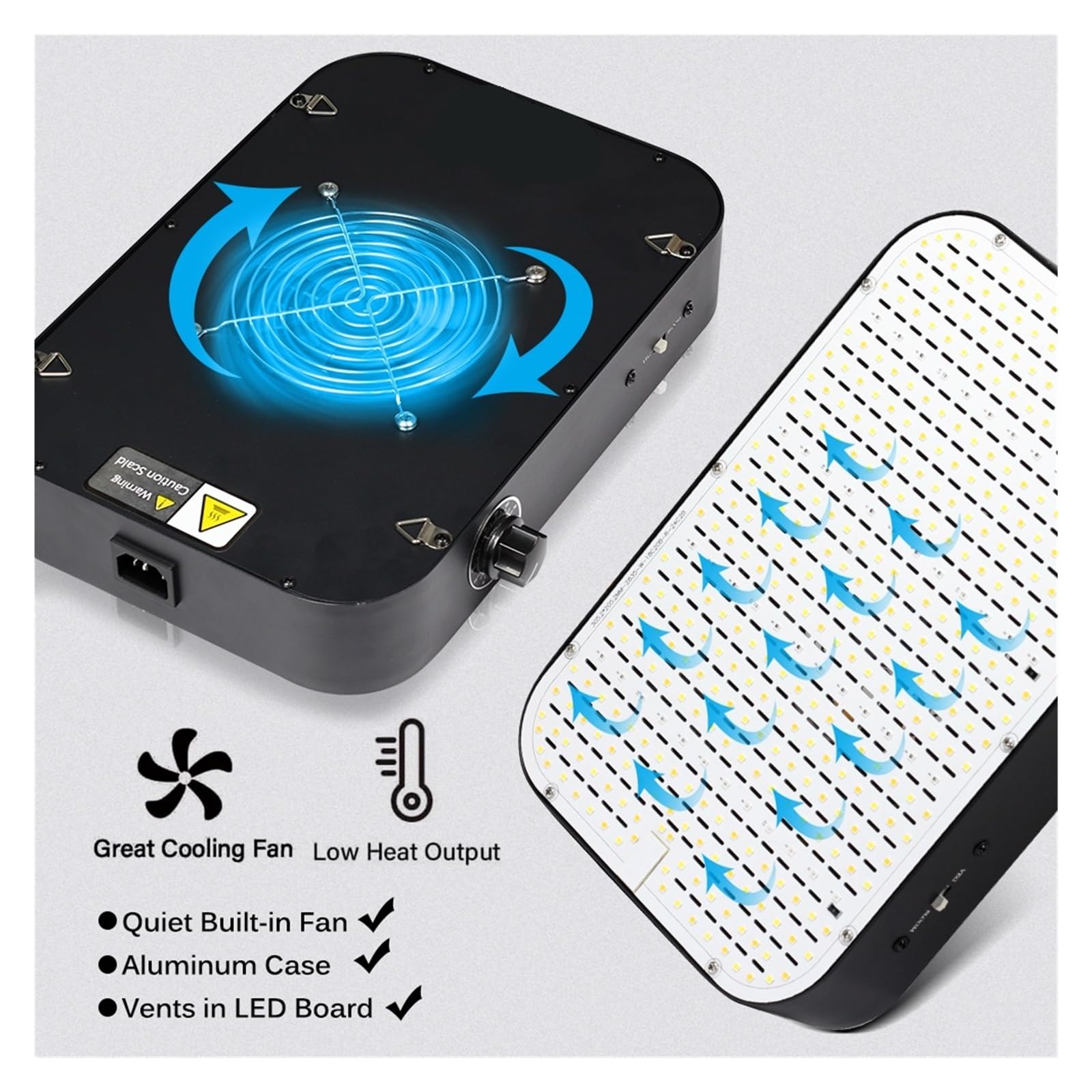 Lampada da coltivazione a LED for piante con ventola di raffreddamento a luminosità regolabile. Luce for serra giardino,Raffreddamento silenzioso(100W)