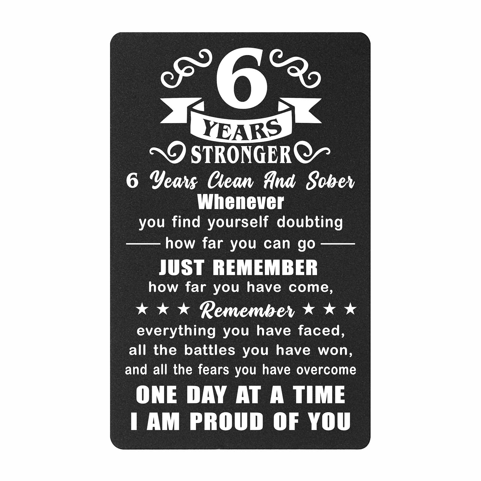 Richesele 6 Year Sober Card for Women Men - 6 Years Sobriety Gifts - Insipirational 6 Yr AA Recovery Engraved Wallet Cards Token