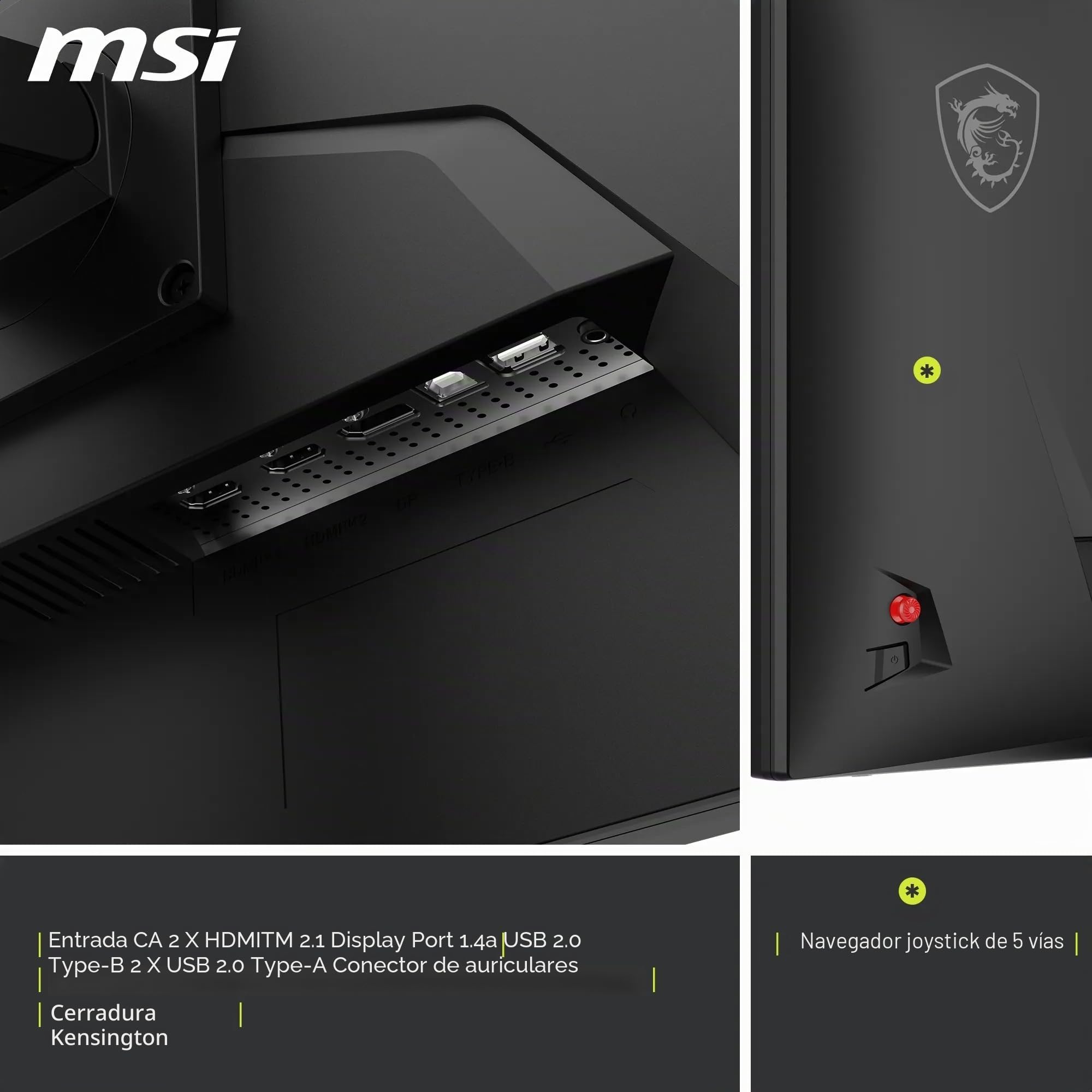 MSI mag 272URDF E16 Monitor Gaming, 27-Inch, 4K UHD, 3840x2160, Rapid IPS, 0.5ms, DisplayHDR 400, Eye Care, AI Vision, Dual-Mode, HDMI 2.1, DP 1.4a, Tilt/Height Adjustable, Negro