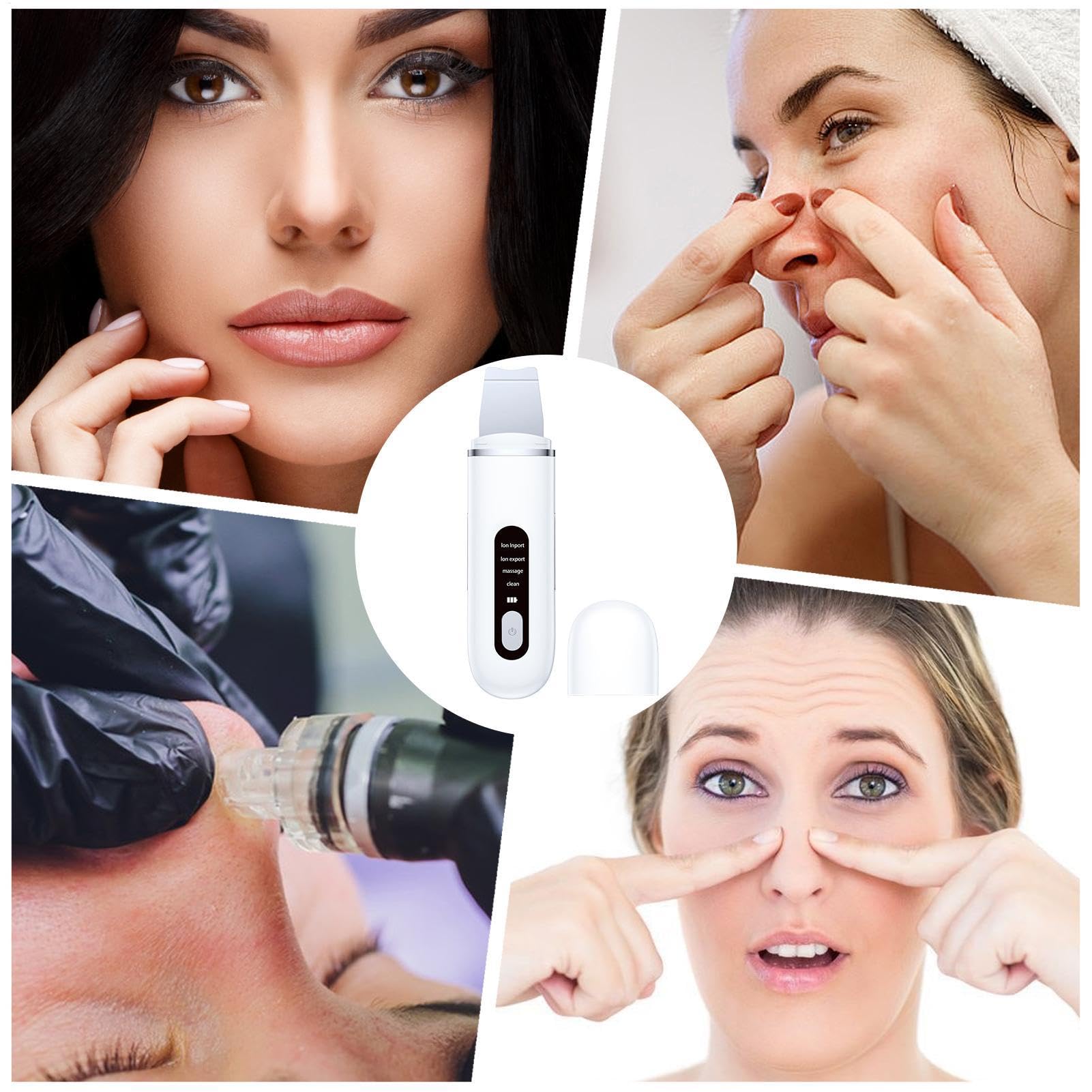 Épurateur de peau ultrasonique, épurateur pores - Spatule de peau ultrasonique portable | de pores faciaux, instrument de beauté, dissolvant de point noir, outil de nettoyant de pores pour re