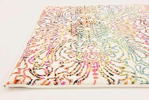 Miniatura 7 de Unique Loom colección Lyon - Alfombra abstracta y moderna, Polipropileno, Marfilrojo