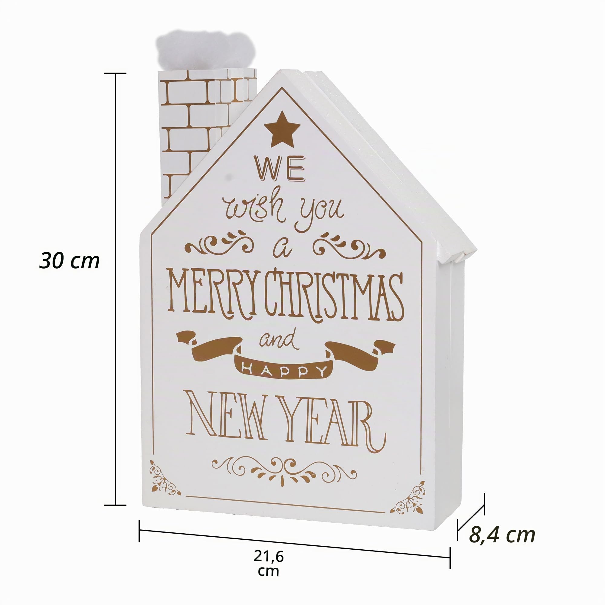 PE Noël Calendrier de l'Avent en Bois - Maison Blanche avec Scène de Noël et Éclairage LED - 24 Tiroirs à Remplir - (Blanc)