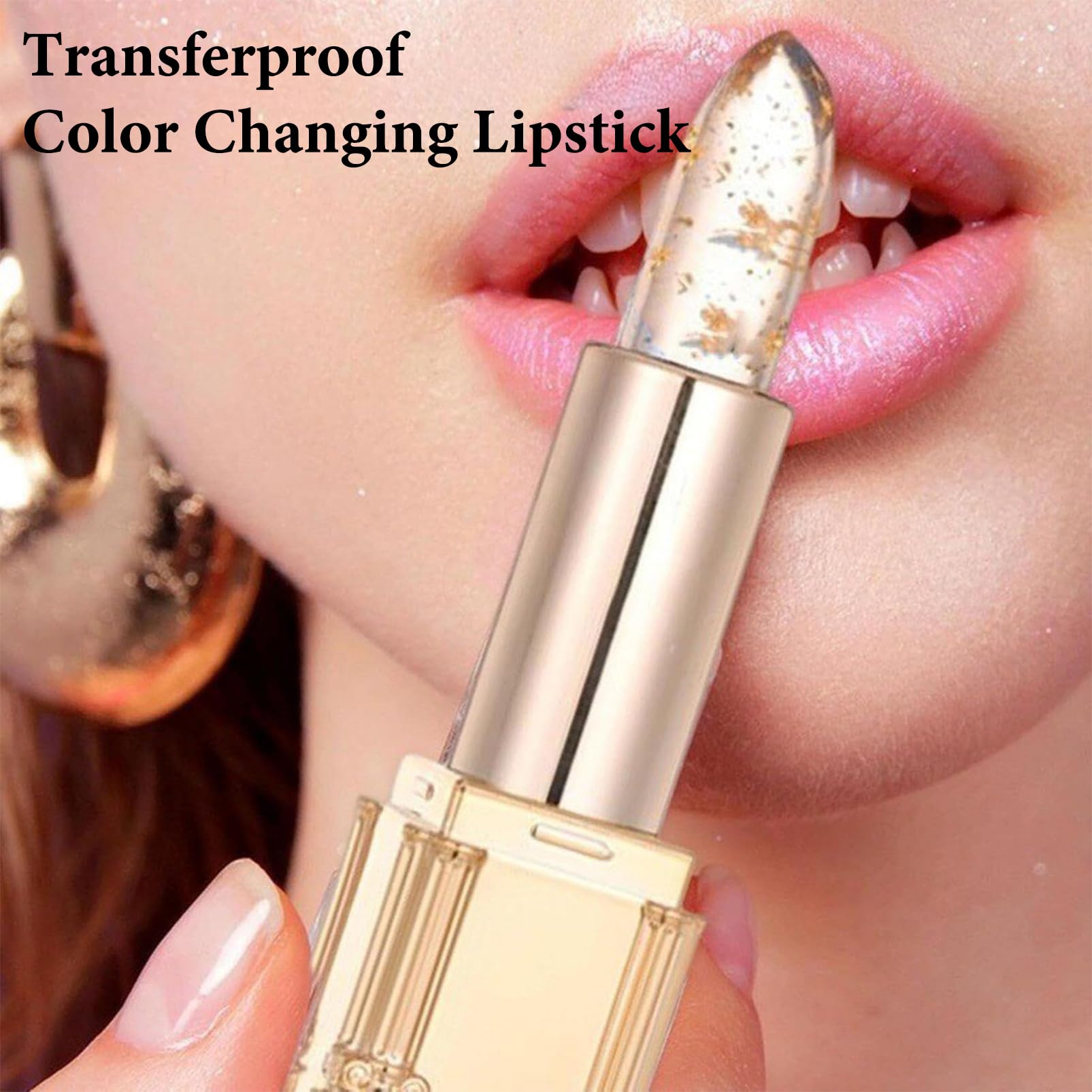 Colour Changing Lipstick, Transfer Proof & Long Lasting PH Lipstick with Gold Foil, Clear Lip Stick That Changes Color - Image 3