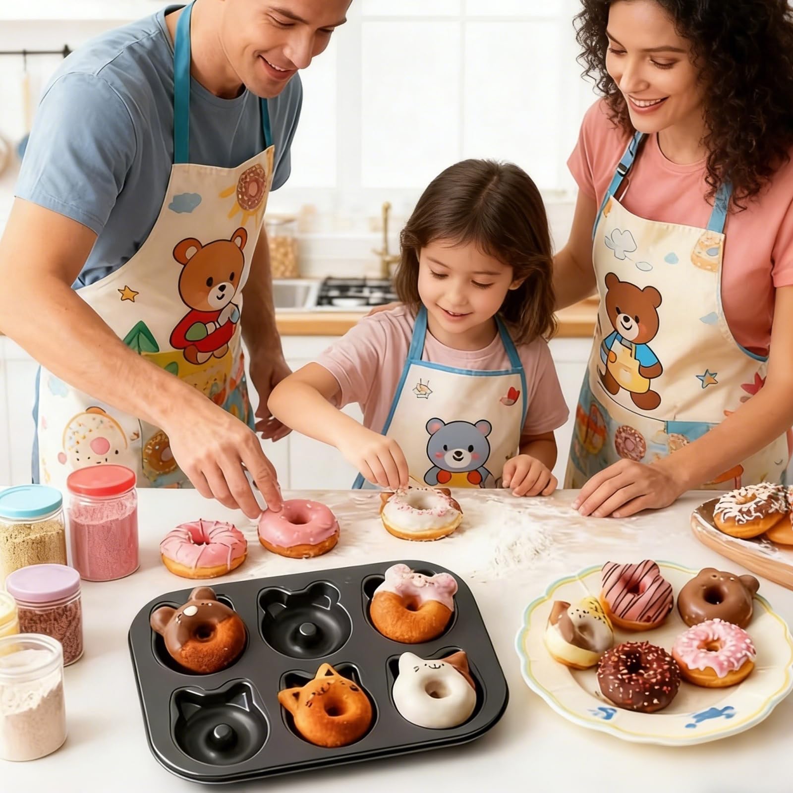 Molde para tartas con forma de gato y oso