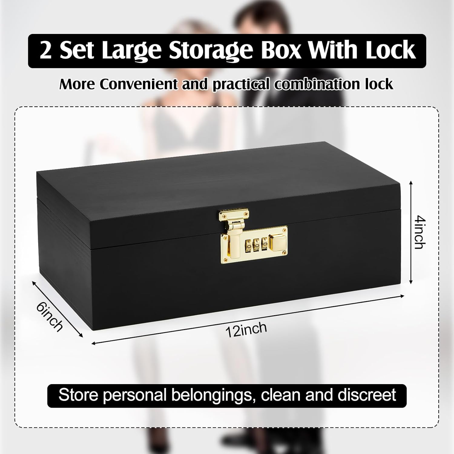 Mifoci 2 Pcs Adult Game Toy Storage Box Wooden Discreet Lockable Organizer Case Reusable Container with Lock Private for Women Men Travel Home