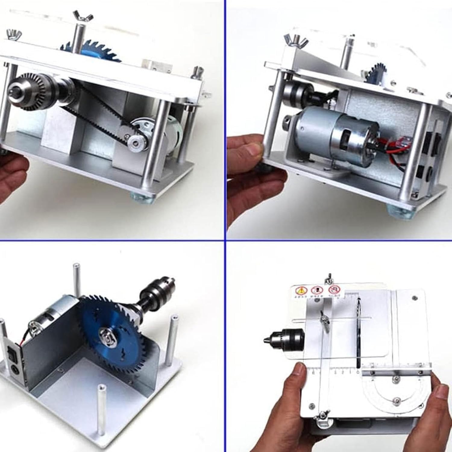 Mini sierra de mesa para carpintería, máquina de corte de bricolaje de 4500 rpm, regla de ángulo de aluminio, corte de ángulo de 0 a 90, 7 velocidades ajustables, amoladora pulidora eléctrica, para
