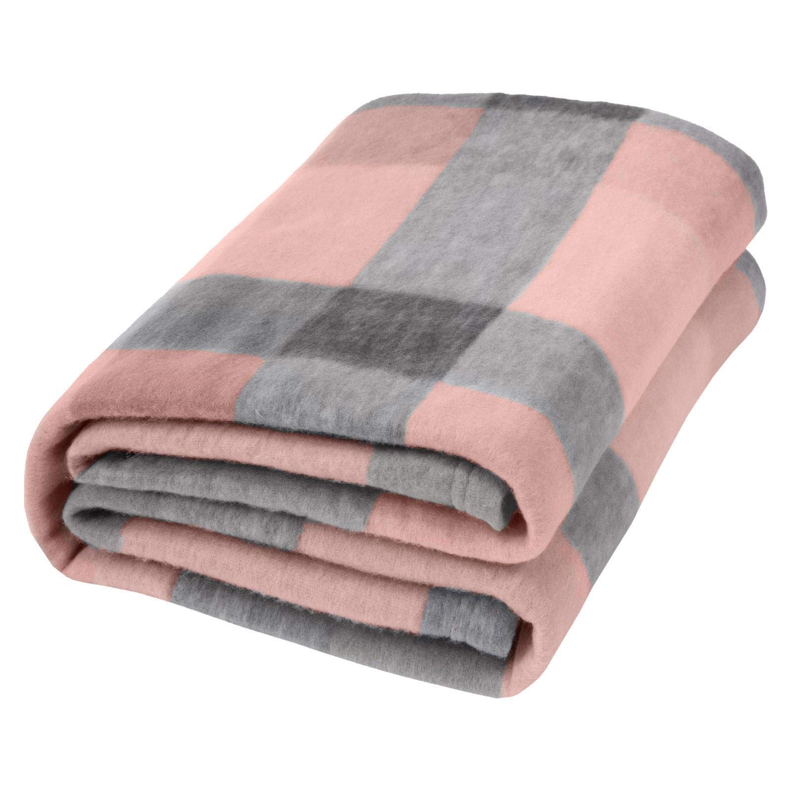Dreamscene Girls Pink Blush Winter Check Fleece Blanket Super Soft Warm Cosy Sofa Bed Picnic Garden Throw Over, Plaid Tartan Grey - 120 X 150Cm