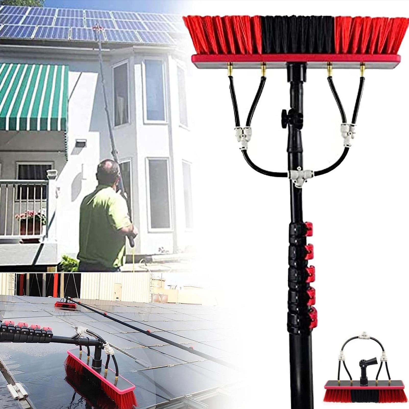 ZBBGTJK 30FT Telescopic Water Fed Window Cleaning Pole - Professional Solar Panel & Conservatory Roof Cleaner, 3.6m to 10.8m Adjustable Window Cleaning Equipment