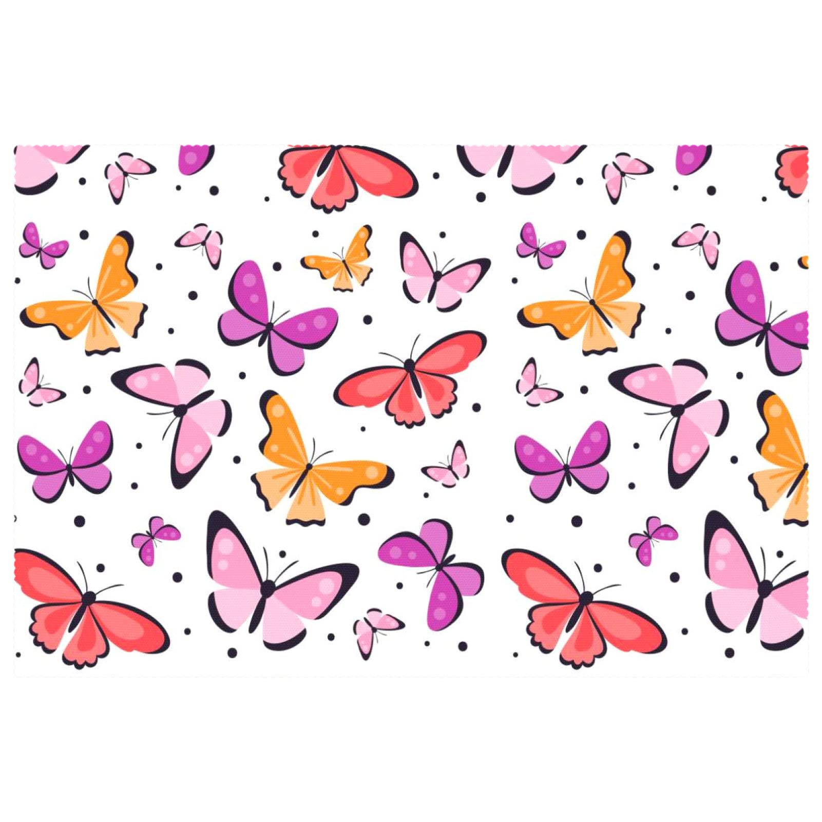 Set de table rose papillon en tissu lavable pour repas de famille chaleureux