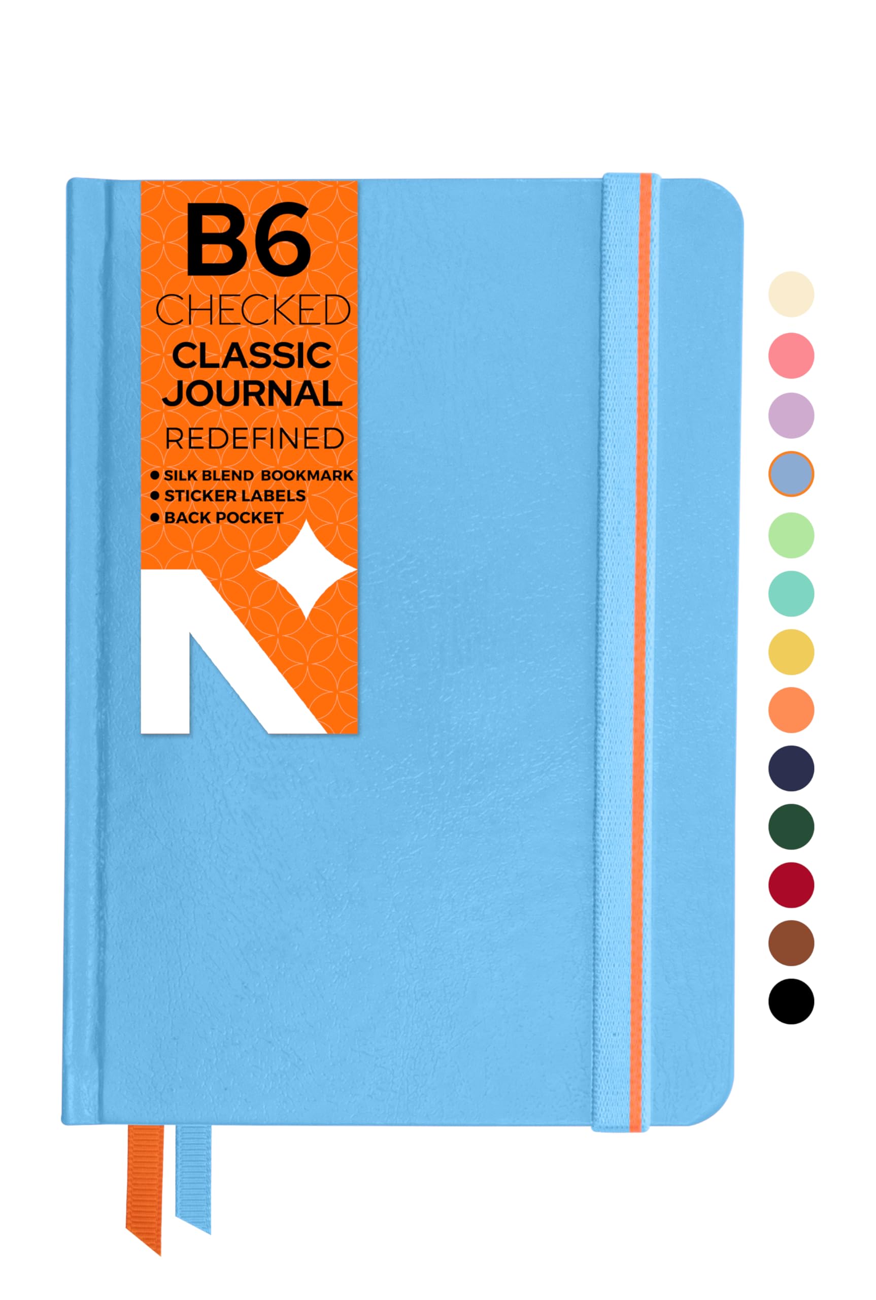 B6 Squared, Notebook – Checked Journal -160 Pages-110 GSM- (175 mm x 125 mm)-2026 Office Notebook - Completely HANDMADE for journaling, writing,Note Taking, Diary for women and men-LIGHT BLUE